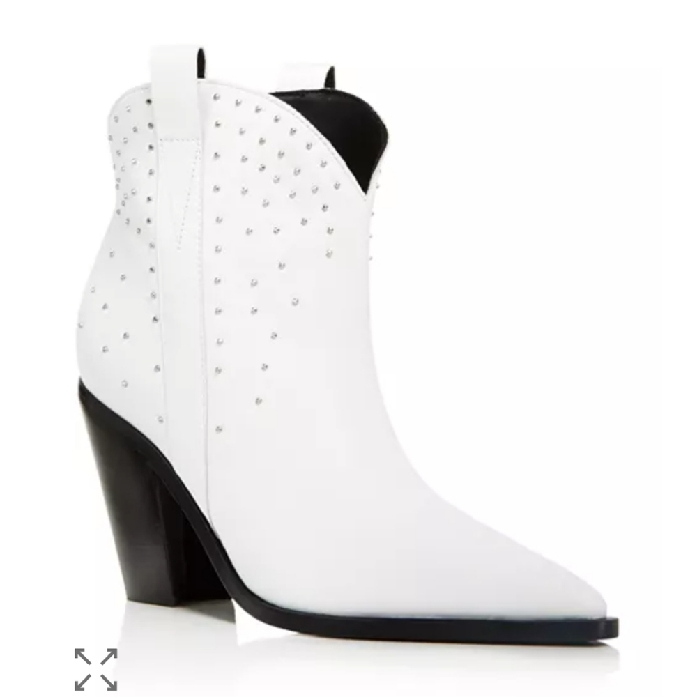 Sigerson Morrison Kalie White Studded Western ‎ Ankle Boots